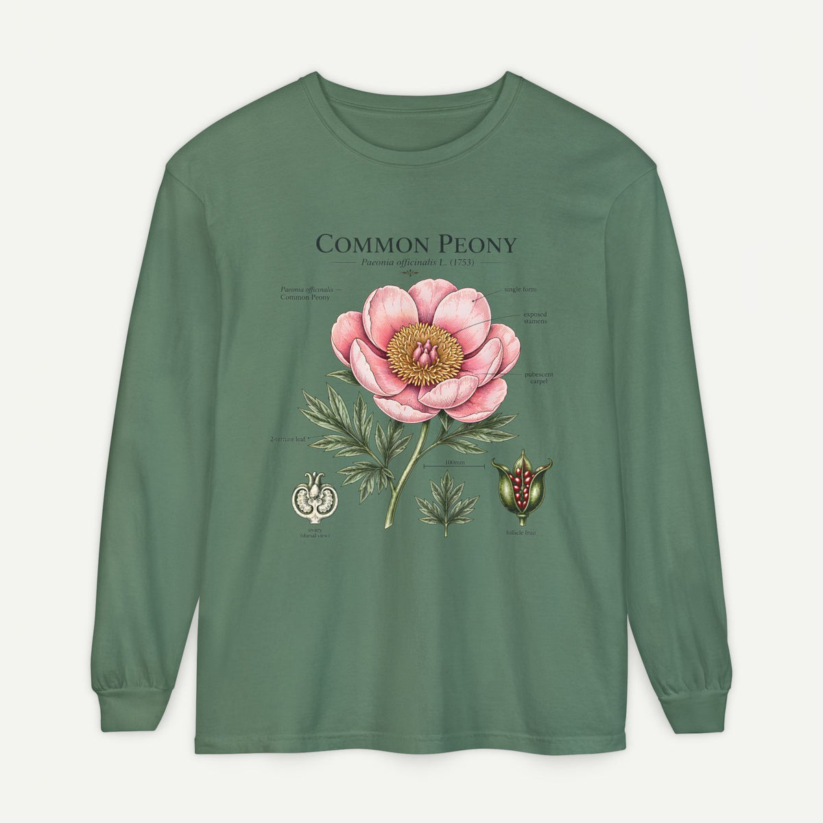 Botanical 'Common Peony' Long Sleeve Tee