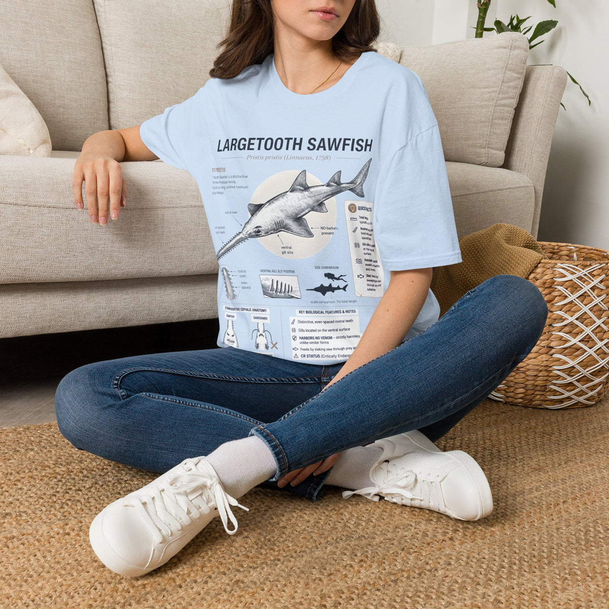 Largetooth Sawfish Anatomy T-Shirt — Marine Biology Graphic Tee