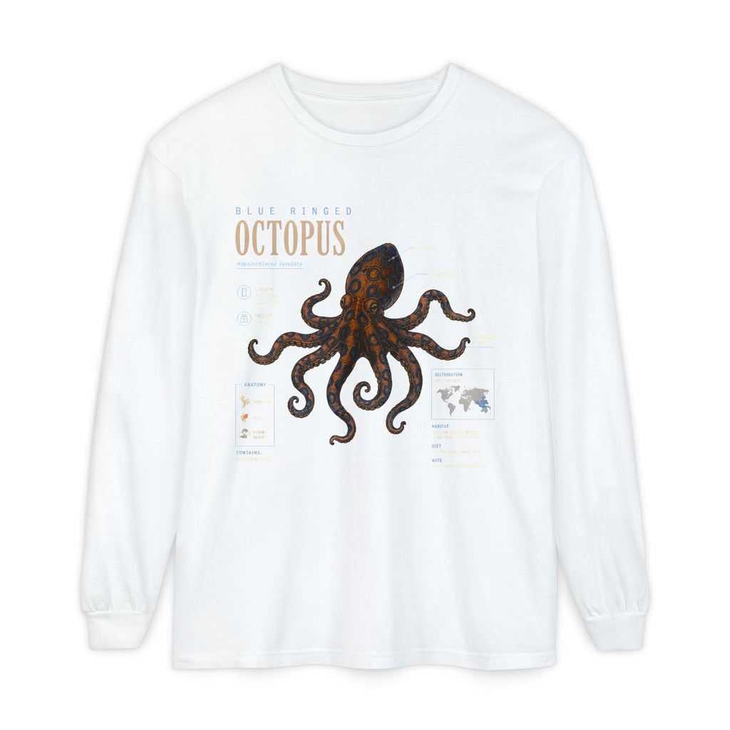 Octopus Anatomy Long Sleeve Tee — Vintage Marine Biology Graphic Shirt