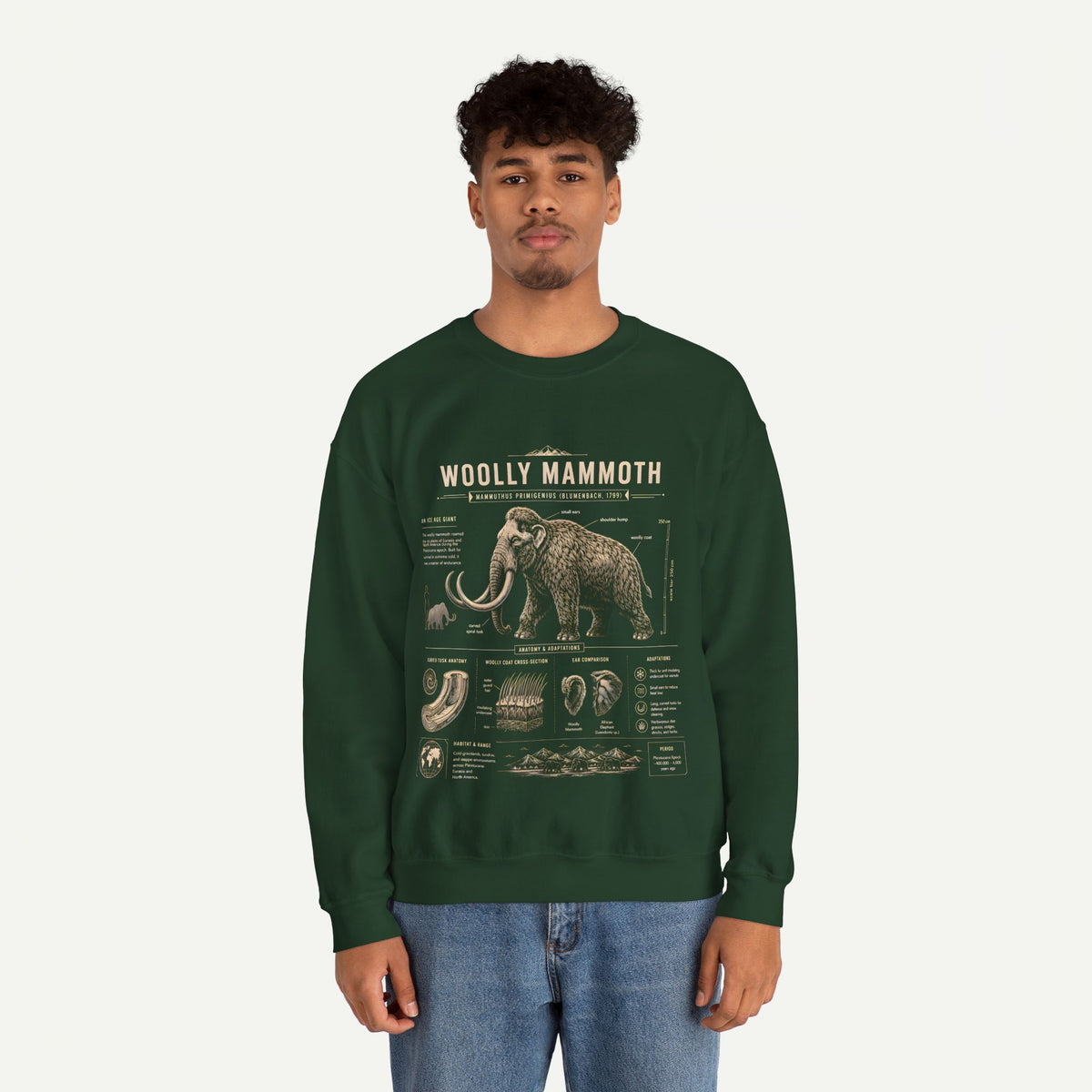 Woolly Mammoth Anatomy Sweatshirt — Vintage Natural History Crewneck