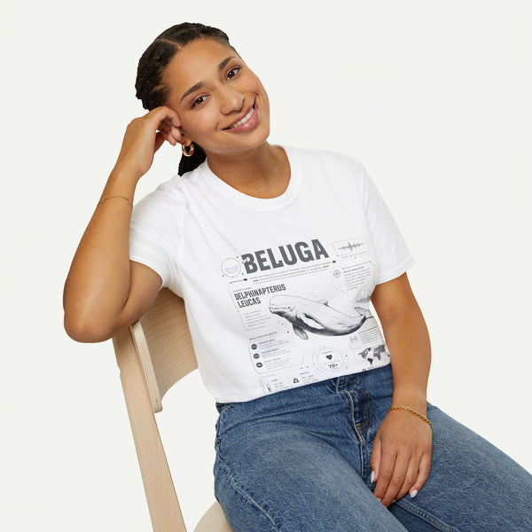 Beluga Whale Anatomy T-Shirt — Marine Life Illustration Tee Delphinapterus leucas
