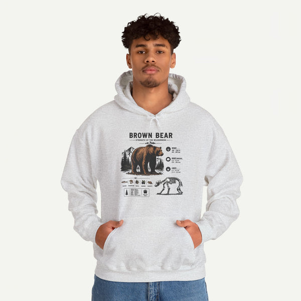 Brown Bear Anatomy Hoodie — Vintage Wildlife Graphic Sweatshirt