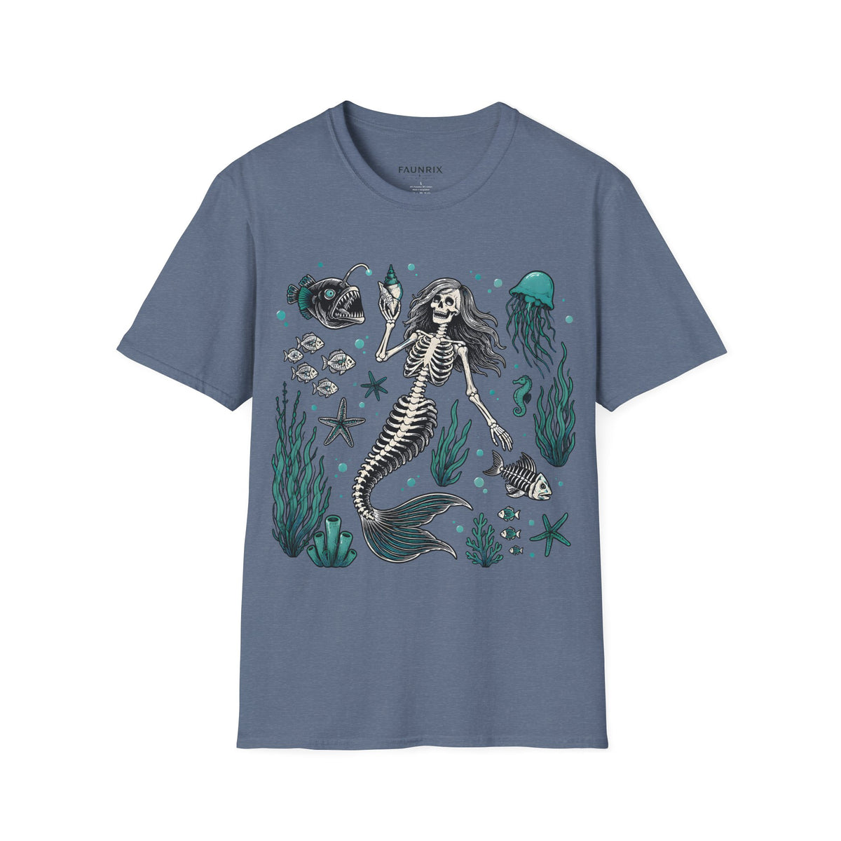 Mermaid Skeleton Tee — Gothic Sea Creature Graphic T-Shirt Main image