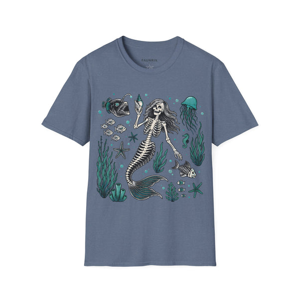 Mermaid Skeleton Tee — Gothic Sea Creature Graphic T-Shirt