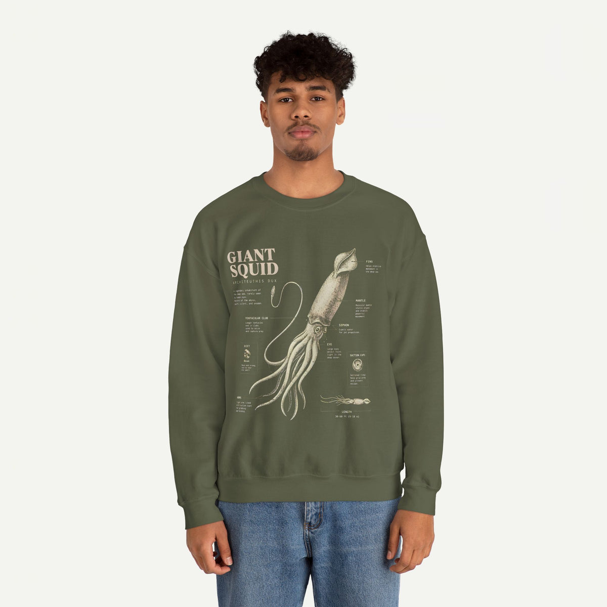 Giant Squid Anatomy Sweatshirt — Vintage Nautical Marine Biology Crewneck