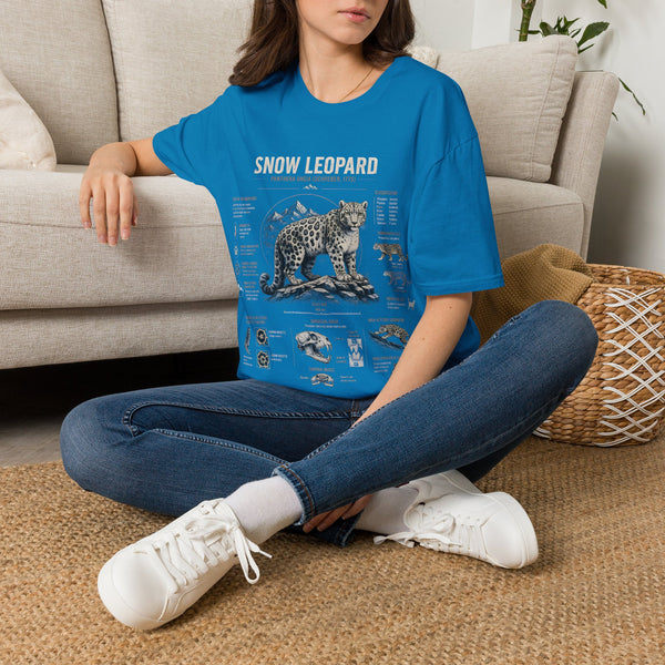 Snow Leopard Anatomy T-Shirt — Vintage Wildlife Illustration Tee