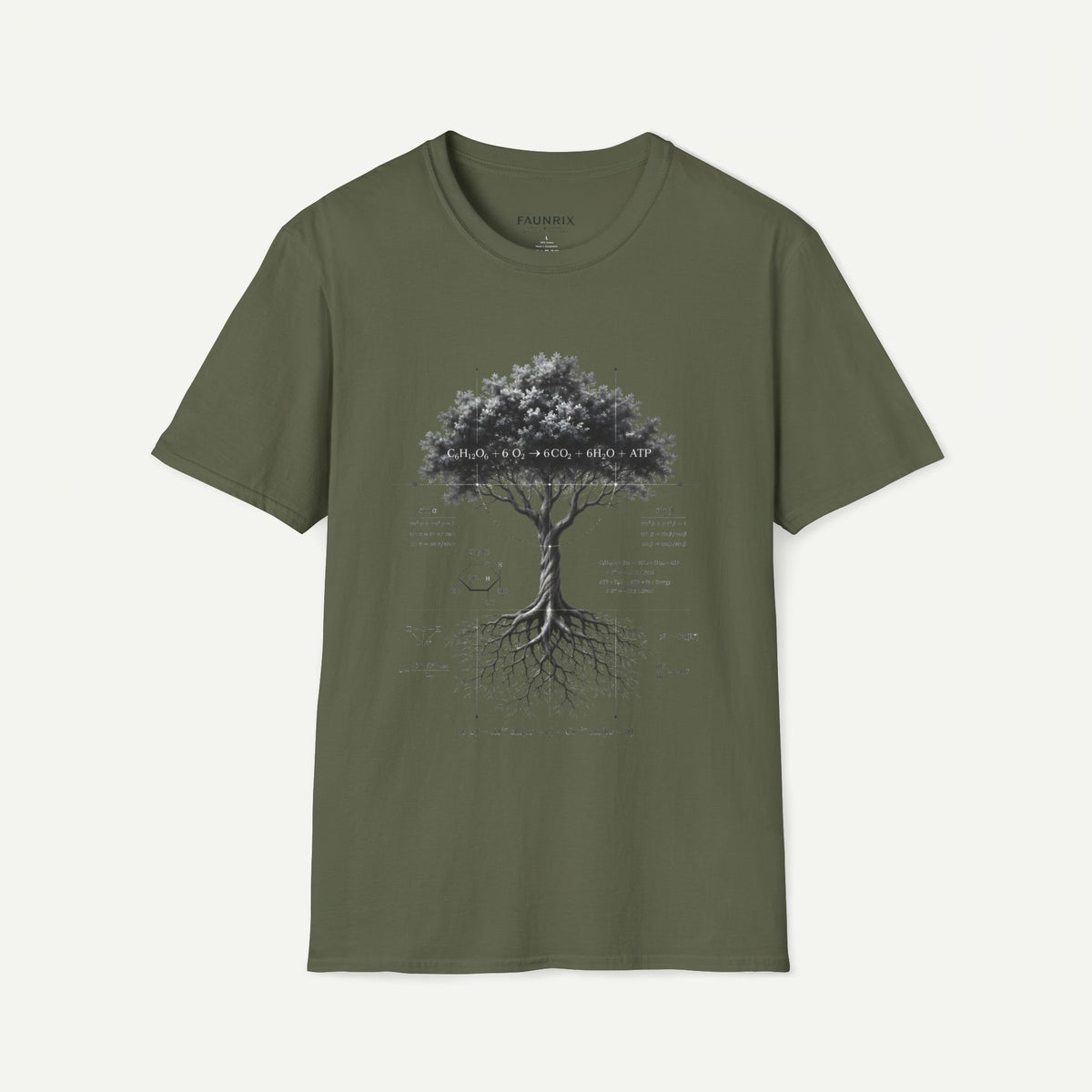 Tree of Life T‑Shirt — Botanical Graphic with Roots and Photosynthesis Diagram