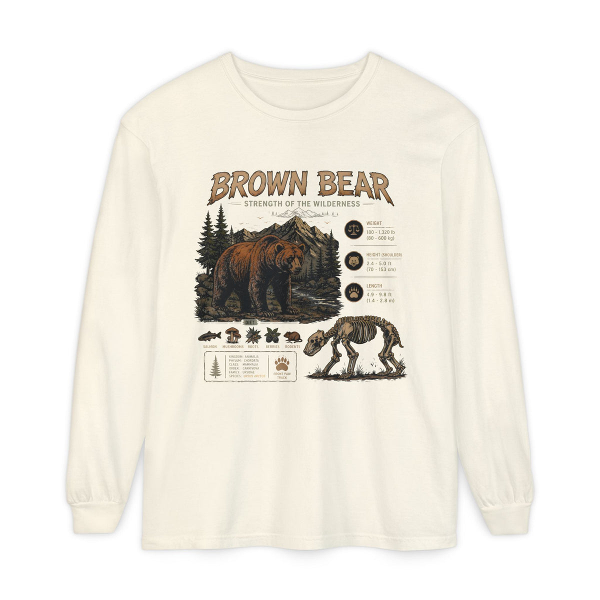 Brown Bear Wildlife Graphic Long Sleeve Tee