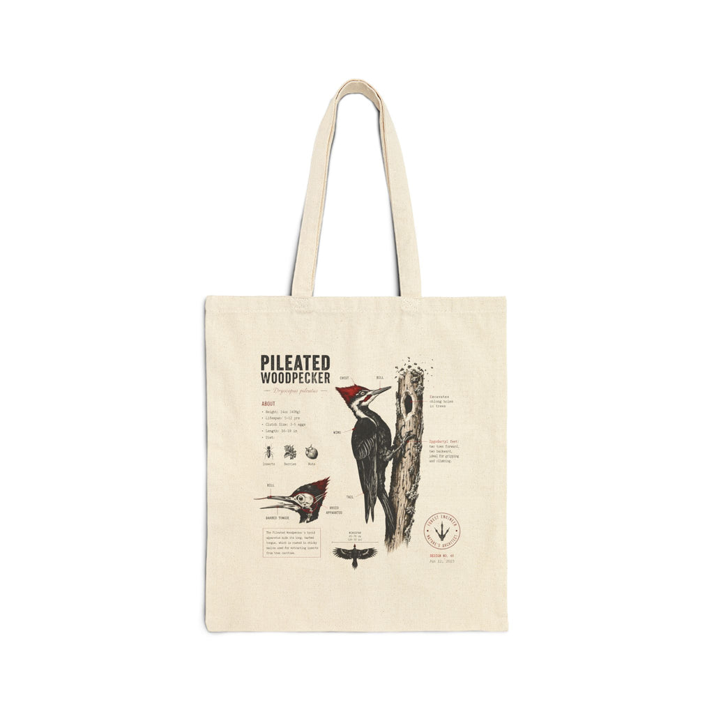 Pileated Woodpecker Anatomy Tote Bag – Vintage Bird Illustration Eco Shopper