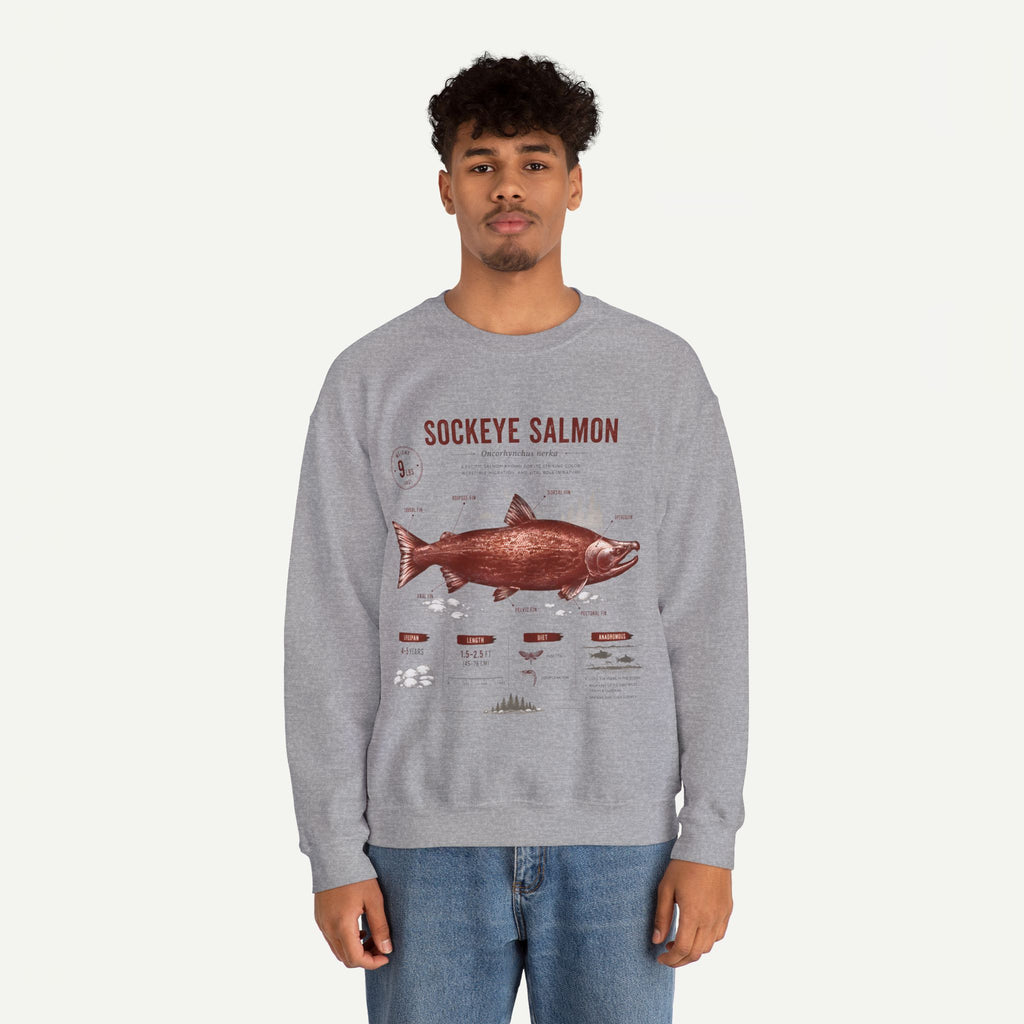 Sockeye Salmon Anatomy Sweatshirt — Vintage Fish Illustration Tee for Anglers & Nature Lovers