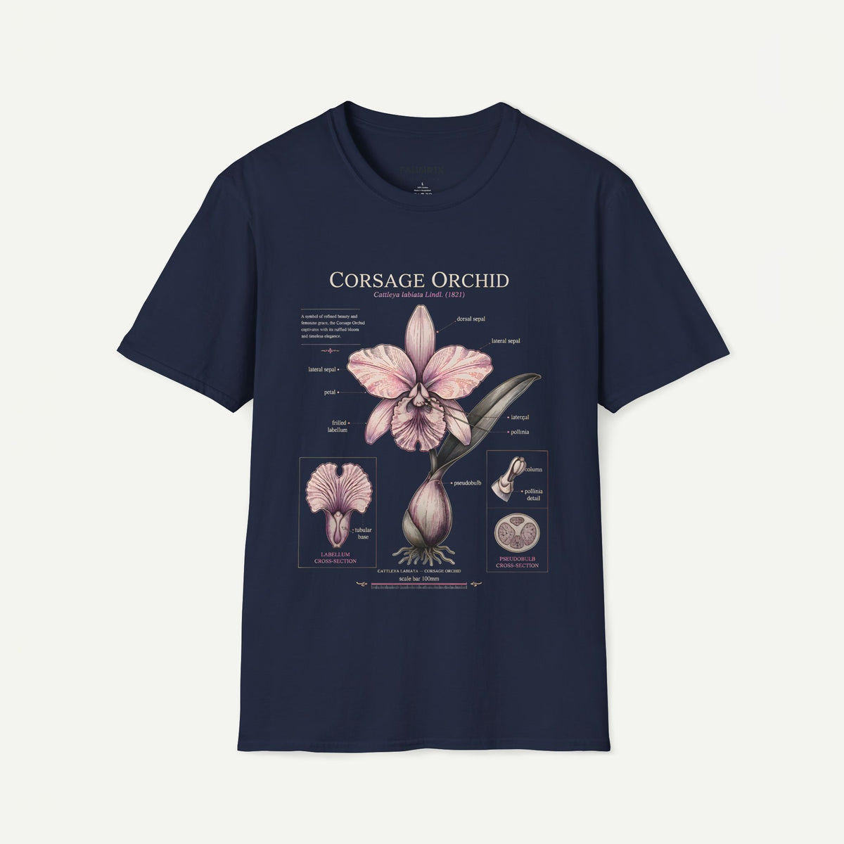 Corsage Orchid T-Shirt — Botanical Floral Diagram Tee