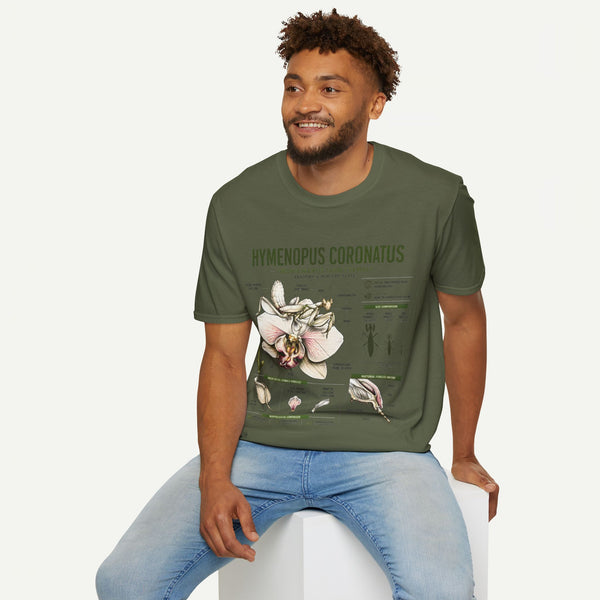 Mantis Anatomy Tee — Hymenopus Coronatus Orchid Mantis Illustration