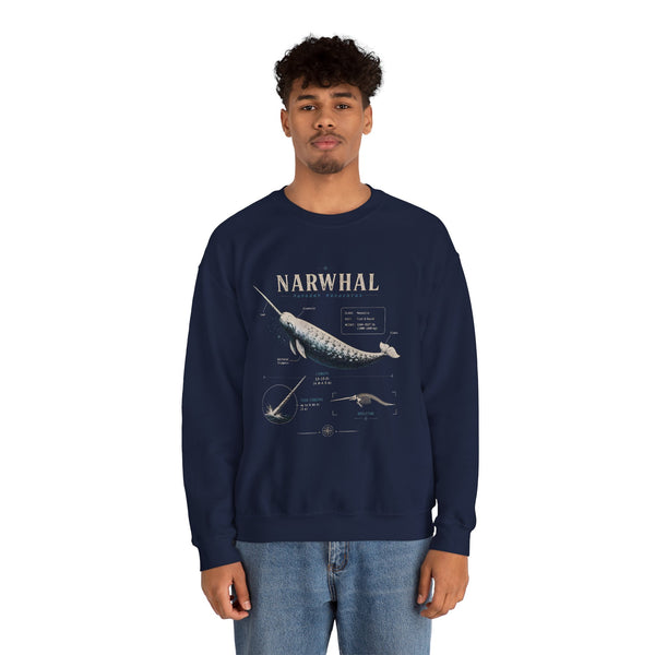 Narwhal Crewneck Sweatshirt - Vintage Sea Mammal Graphic