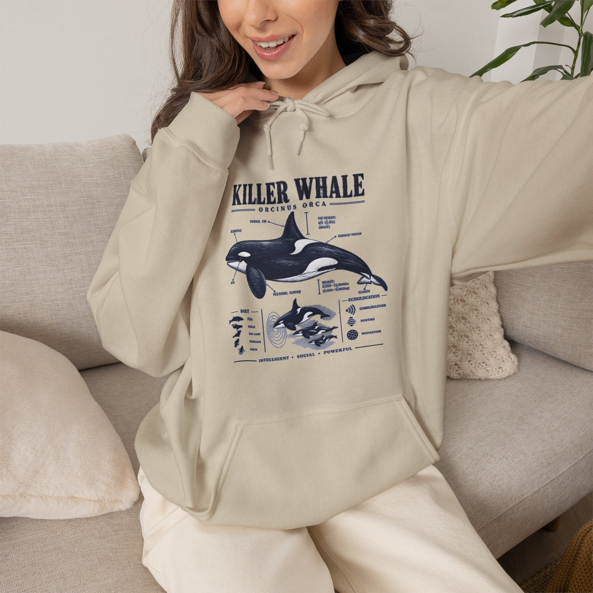 Killer Whale Anatomy Hoodie — Orca Scientific Diagram Sweatshirt