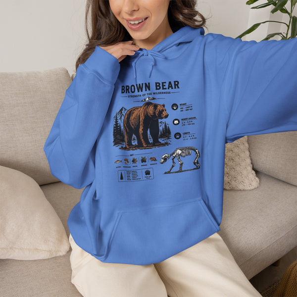 Brown Bear Anatomy Hoodie — Vintage Wildlife Graphic Sweatshirt