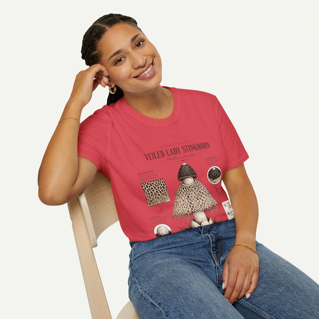 Veiled Lady Stinkhorn Mushroom Tee — Botanical Mycology Anatomy T-Shirt