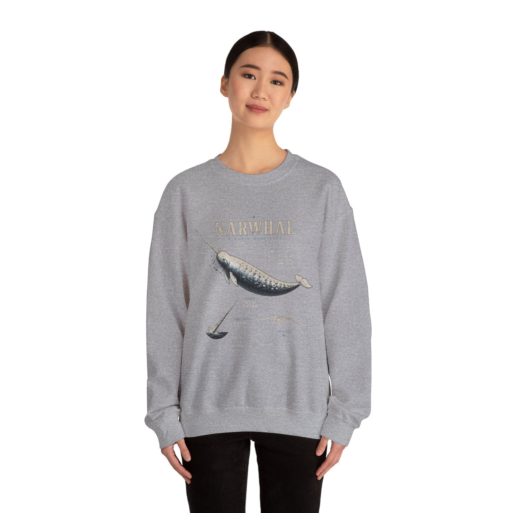 Narwhal Crewneck Sweatshirt - Vintage Sea Mammal Graphic