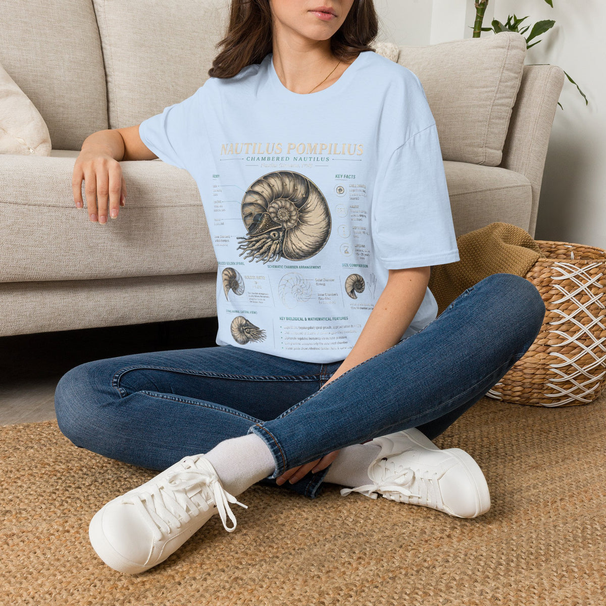 Nautilus Pompilus Shell Anatomy T-Shirt — Vintage Scientific Illustration Tee