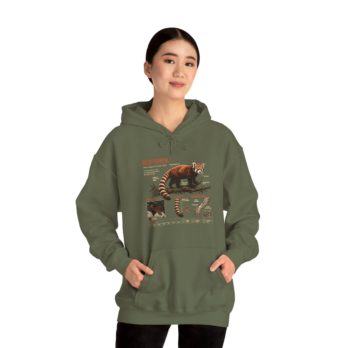 Red Panda Anatomy Hoodie — Vintage Wildlife Guide Sweatshirt