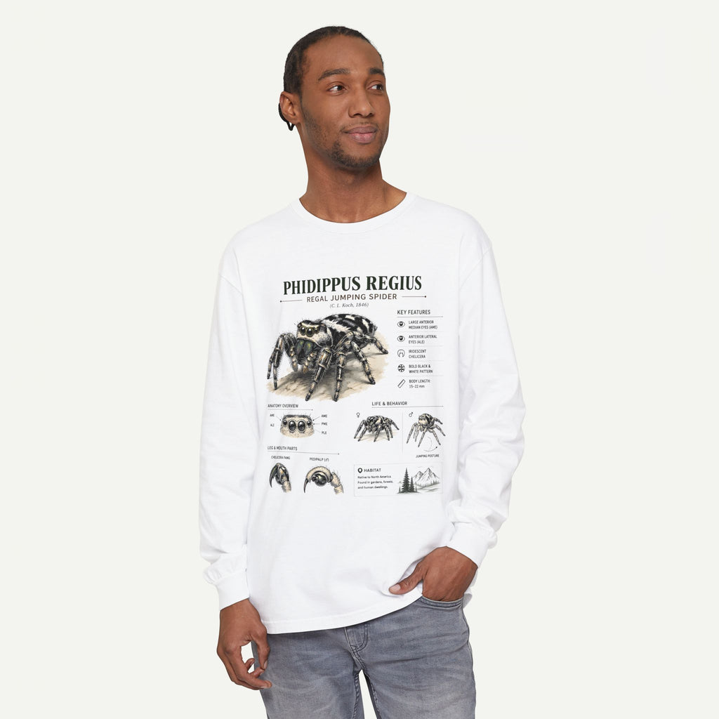 Phidippus Regius Jumping Spider Illustration Long Sleeve Tee