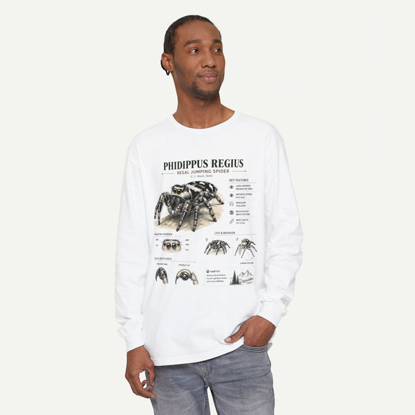 Phidippus Regius Jumping Spider Illustration Long Sleeve Tee