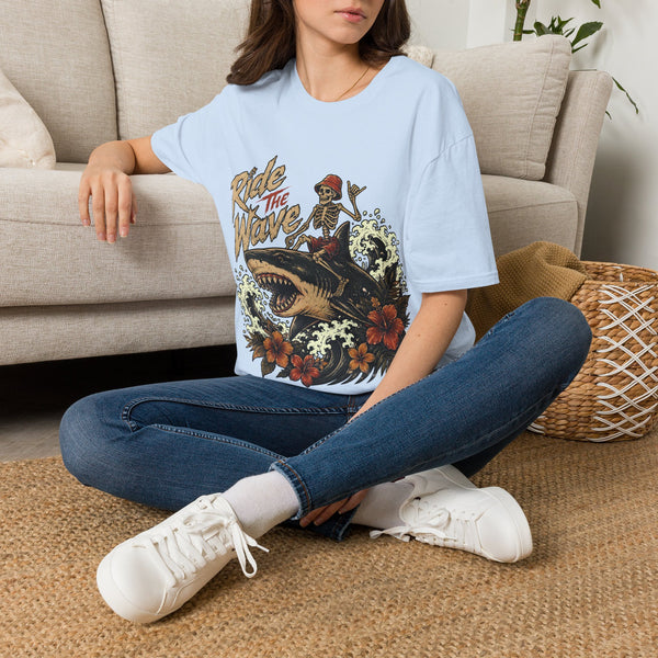 Ride The Wave Surf Skeleton T-Shirt — Vintage Beach Skull Tee