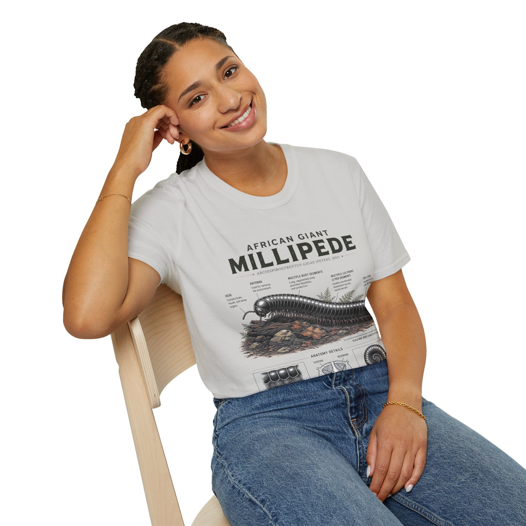 Millipede Anatomy T-Shirt — 'African Giant Millipede' Scientific Graphic Tee
