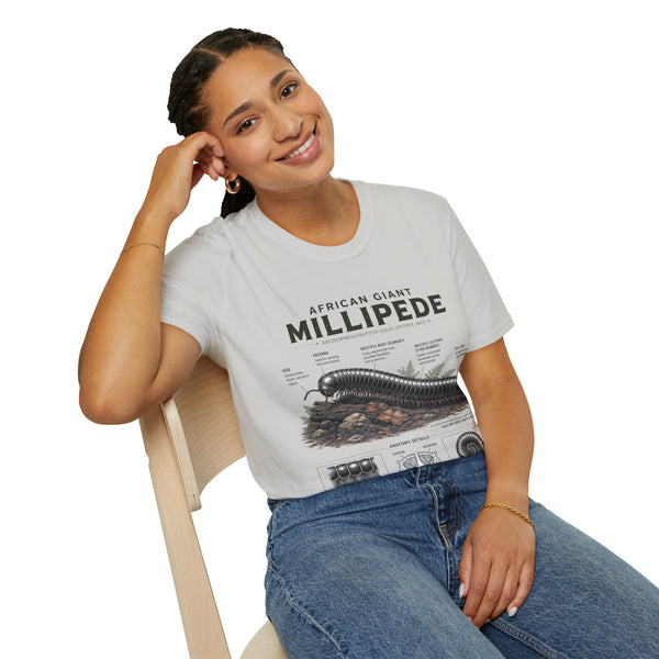 Millipede Anatomy T-Shirt — 'African Giant Millipede' Scientific Graphic Tee