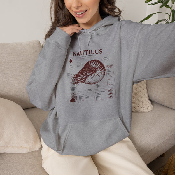 Nautilus Anatomy Hoodie – Vintage Scientific Shell Diagram Sweatshirt