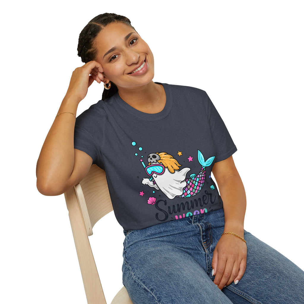 Mermaid Ghost Summerween T-Shirt — Cute Halloween Summer Mashup Tee
