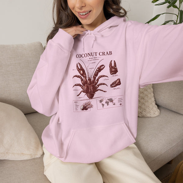 Coconut Crab Anatomy Hoodie — Vintage Botanical & Marine Study Print