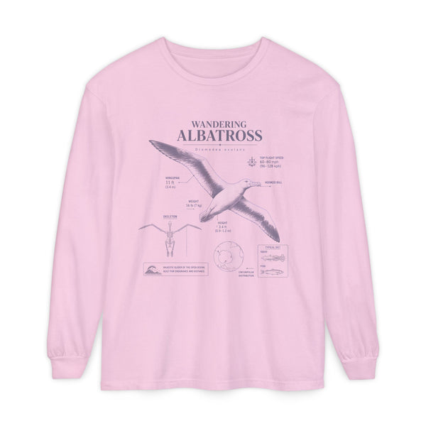 Wandering Albatross Long Sleeve Tee — Vintage Coastal Bird Illustration