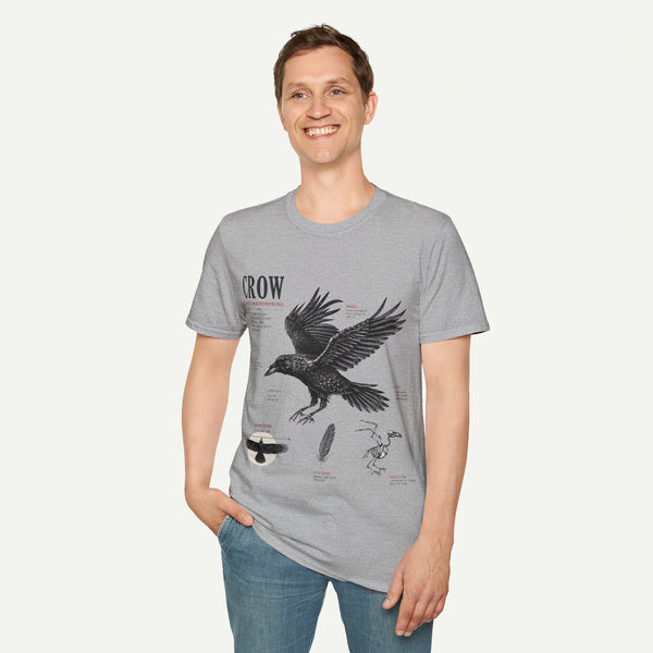 Crow Anatomy Graphic T-Shirt — Vintage Raven Illustration Tee