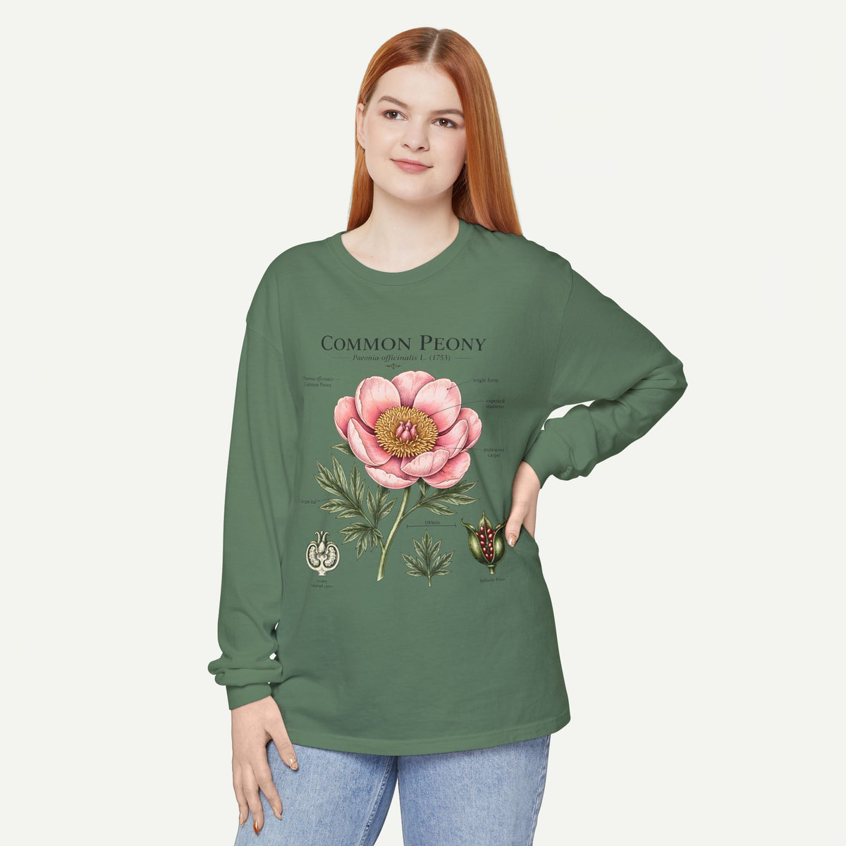 Botanical 'Common Peony' Long Sleeve Tee