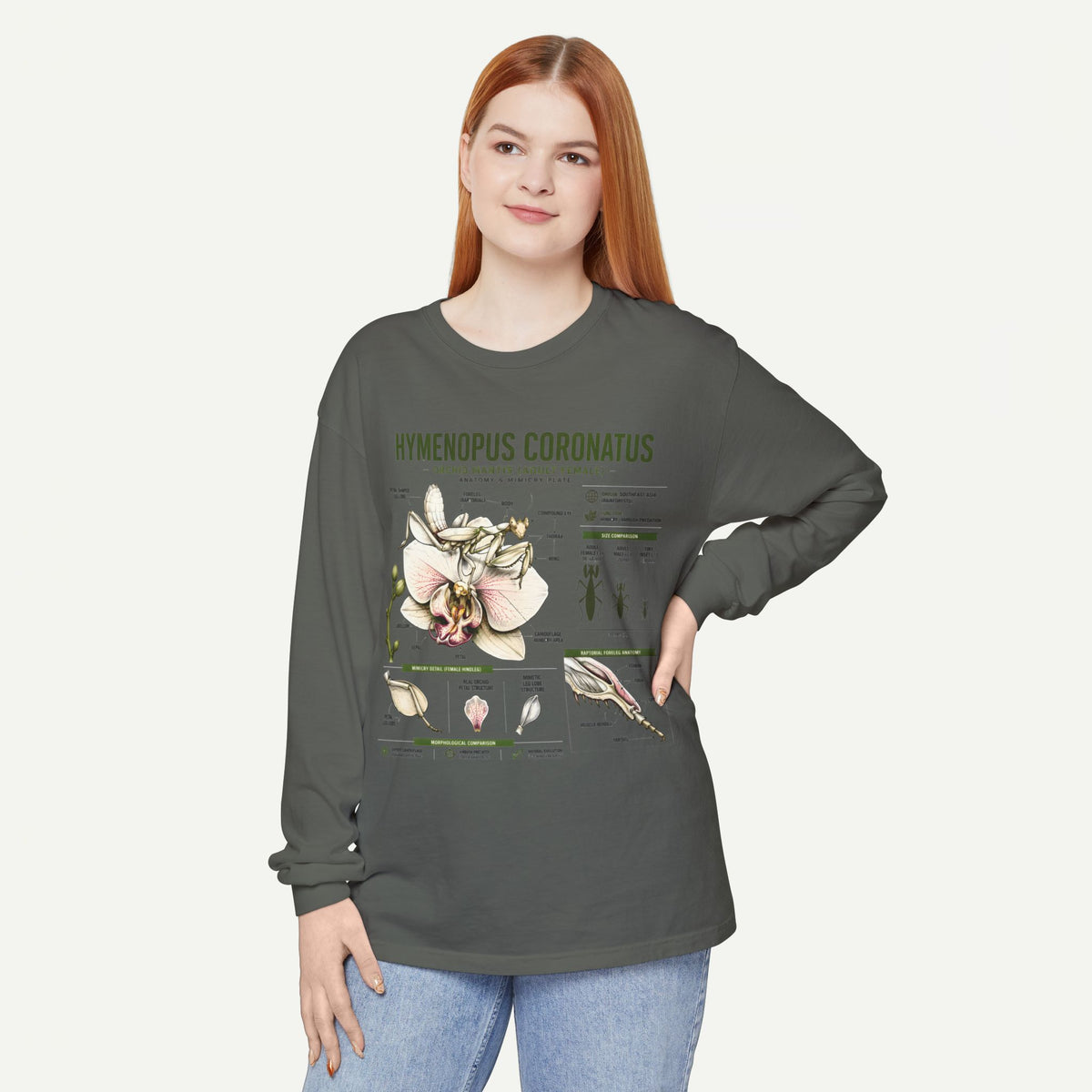 Hymenopus Coronatus Orchid Mantis Illustration Long Sleeve Tee