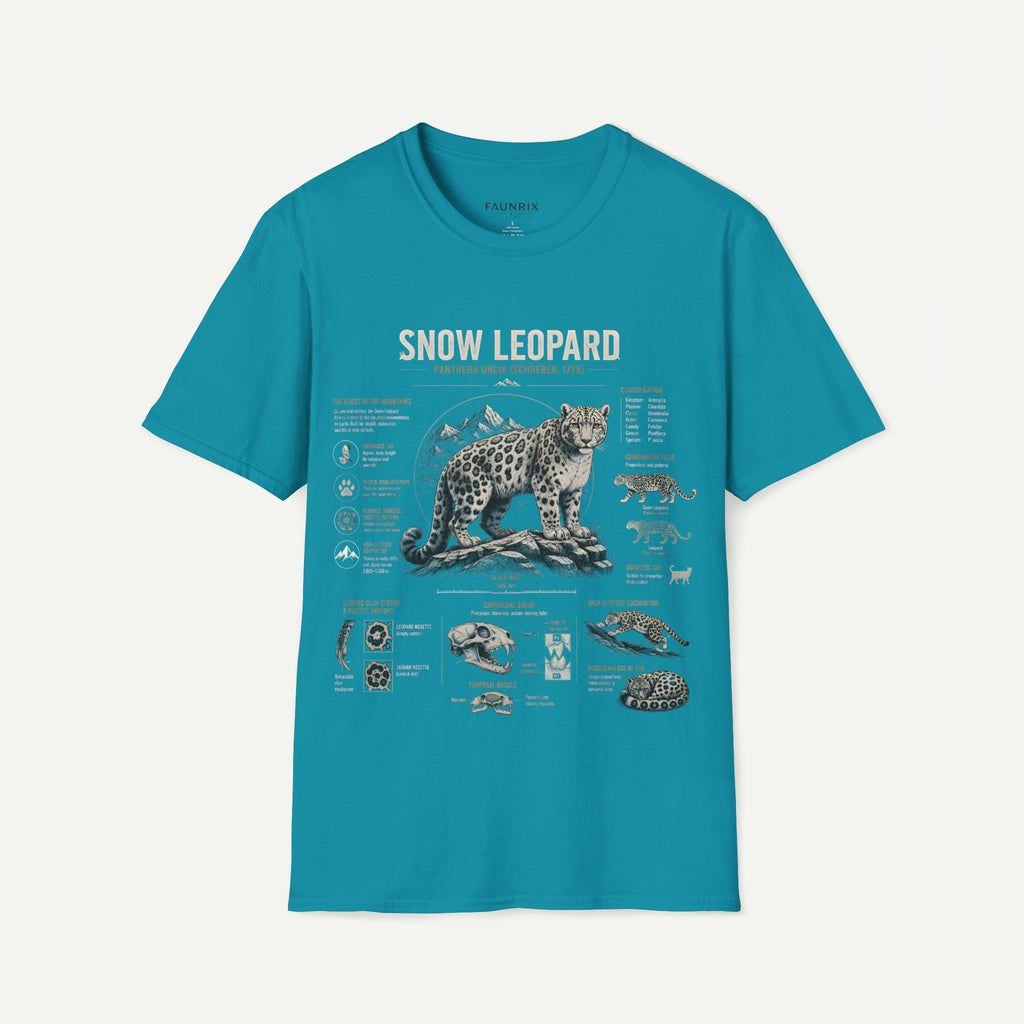 Snow Leopard Anatomy T-Shirt — Vintage Wildlife Illustration Tee