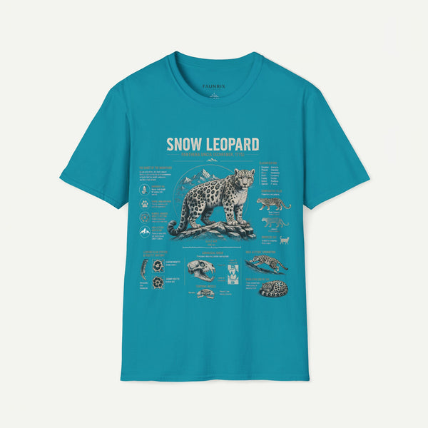 Snow Leopard Anatomy T-Shirt — Vintage Wildlife Illustration Tee