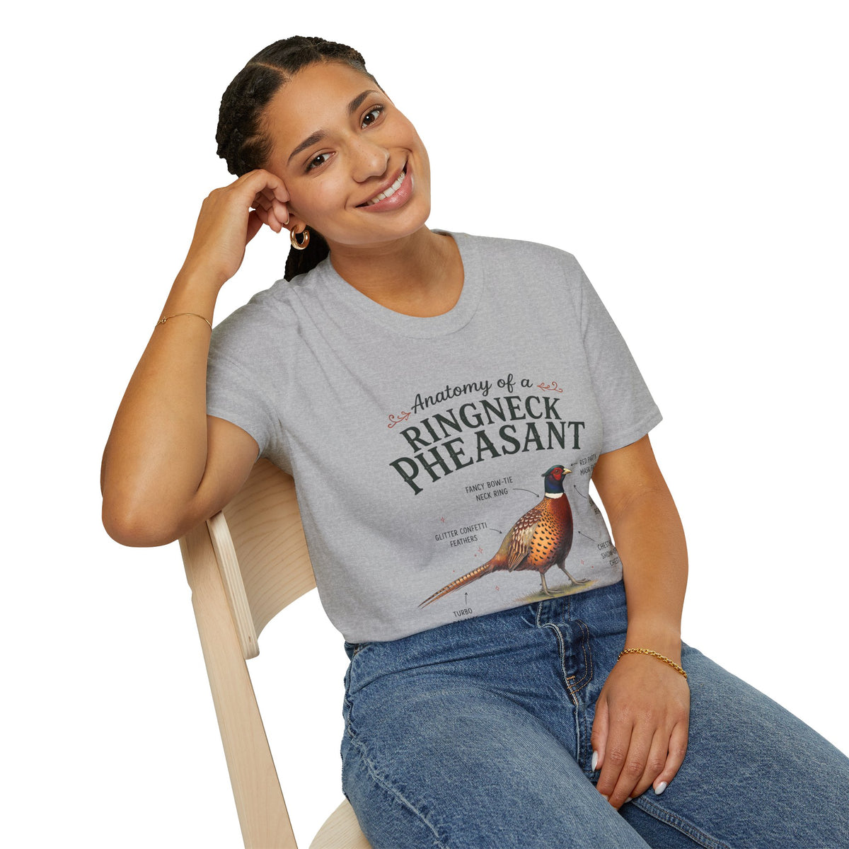 Ringneck Pheasant Anatomy T-Shirt — Illustrated Bird Diagram Tee