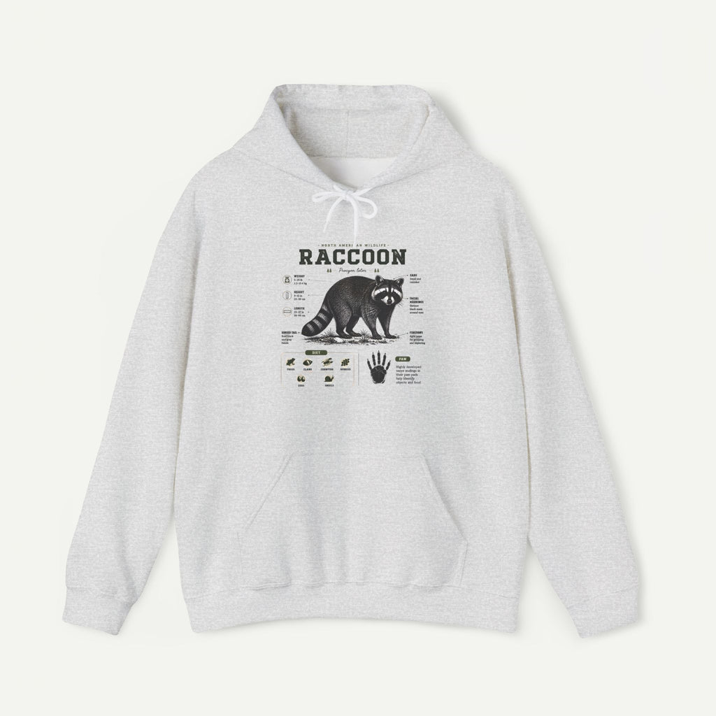 Raccoon Anatomy Hoodie — Vintage Wildlife Illustration Sweatshirt