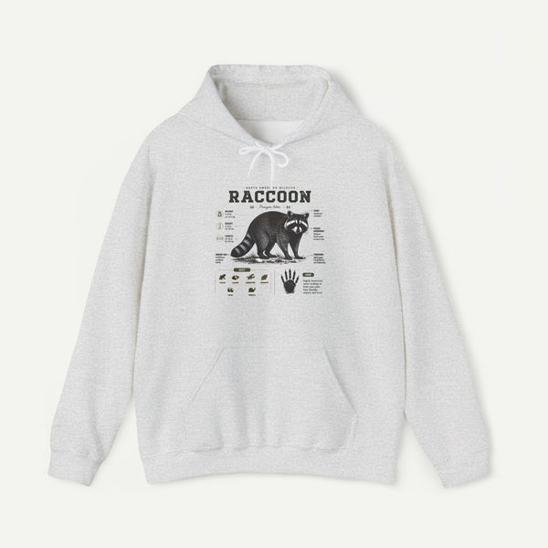 Raccoon Anatomy Hoodie — Vintage Wildlife Illustration Sweatshirt