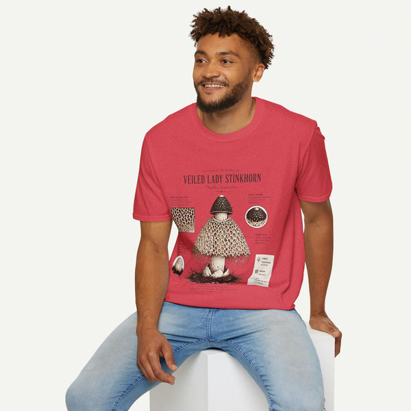 Veiled Lady Stinkhorn Mushroom Tee — Botanical Mycology Anatomy T-Shirt