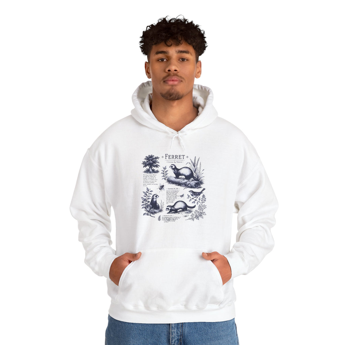 Ferret Vintage Illustration Hoodie — Retro Wildlife Graphic Sweatshirt