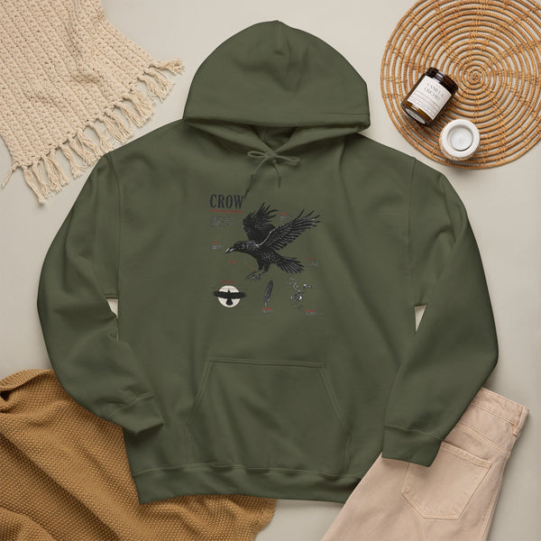 Crow Anatomy Hoodie — Vintage Raven Diagram Hooded Sweatshirt