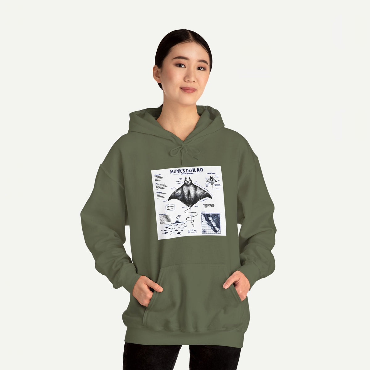 Manta Ray Anatomy Hoodie — Marine Life Graphic Pullover