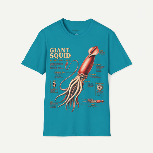 Squid Anatomy Graphic T-Shirt — 'Giant Squid' Vintage Scientific Illustration