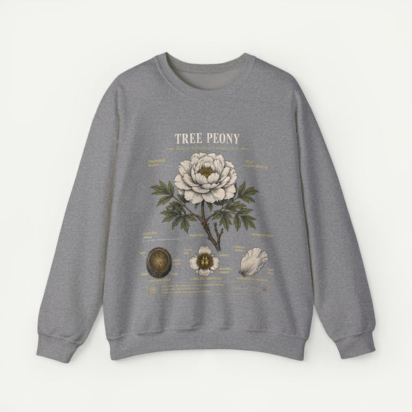 Tree Peony Botanical Sweatshirt — Vintage Flower Anatomy Crewneck