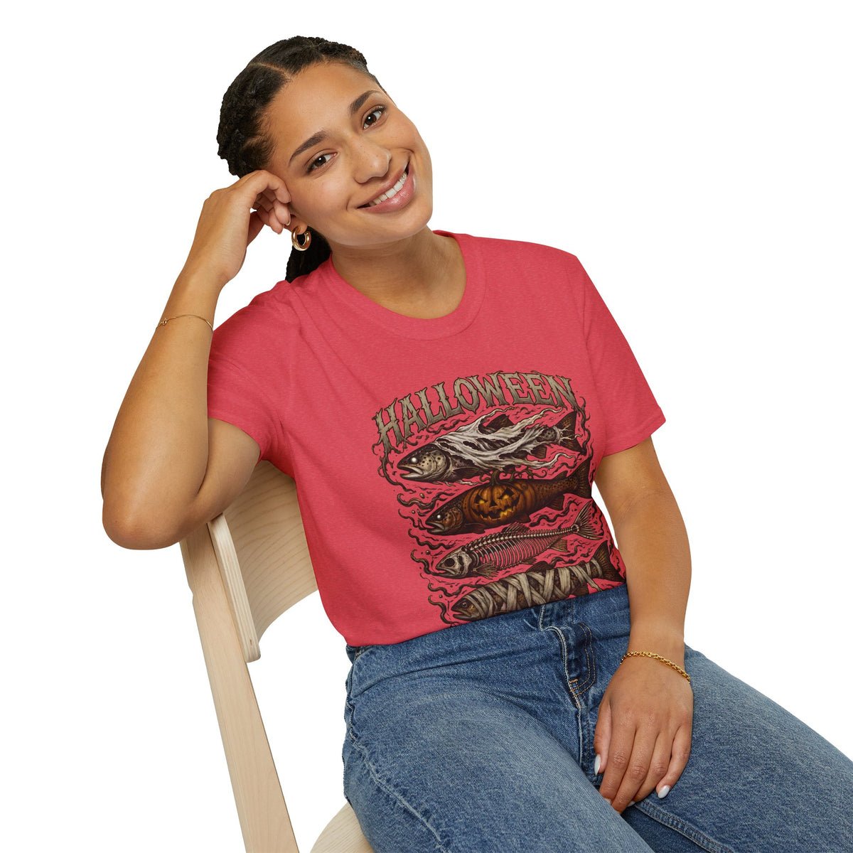 Halloween Fishing T-Shirt — Spooky Pumpkin Fish Graphic Tee
