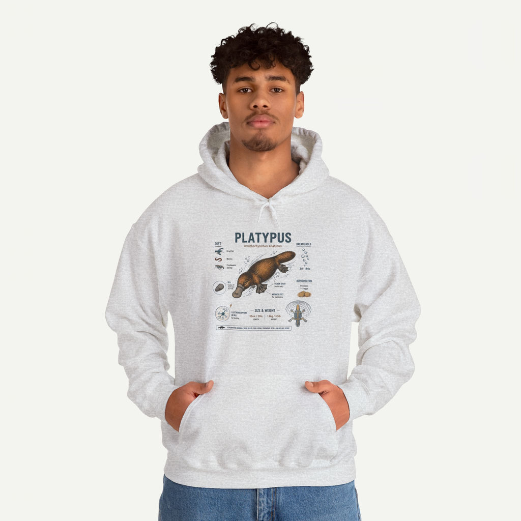 Platypus Anatomy Hoodie — Scientific Illustration Pullover for Nature Lovers