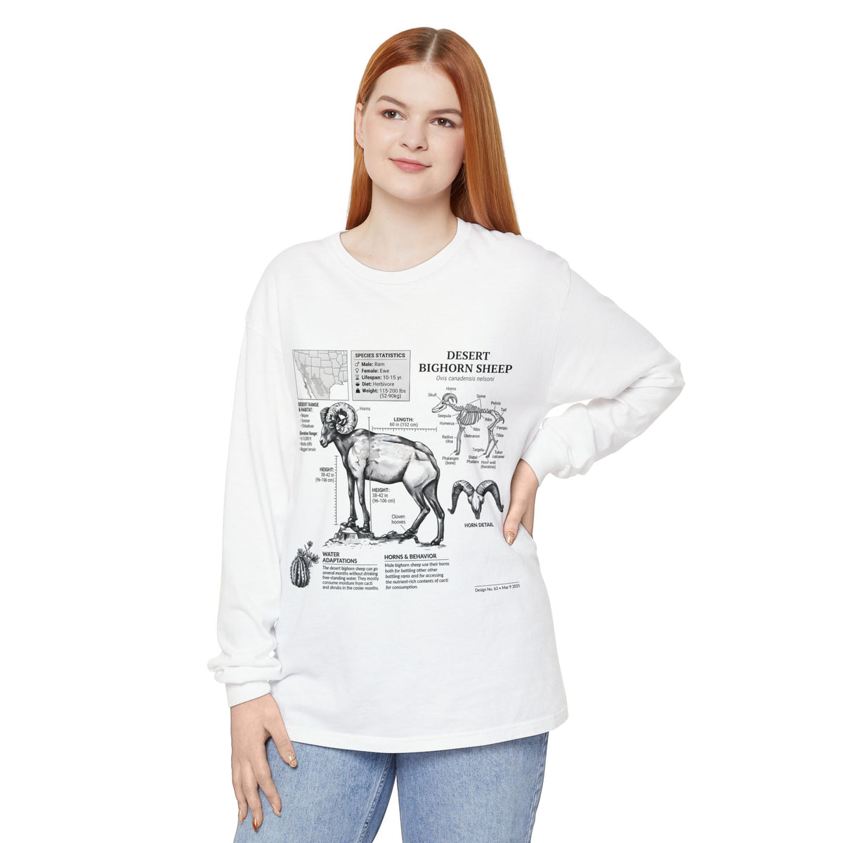 Desert Bighorn Sheep Diagram Long Sleeve T-Shirt