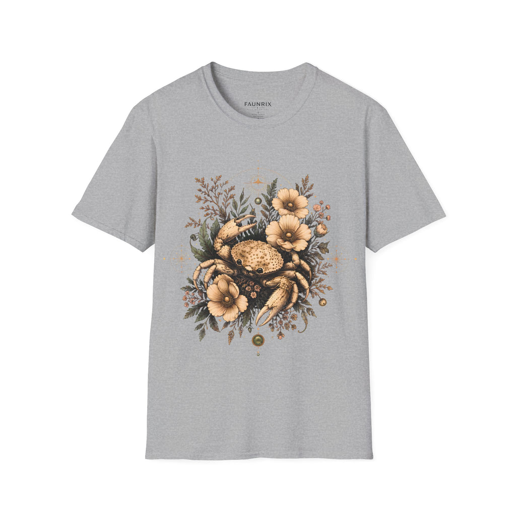 Floral Crab Tee — Vintage Coastal Crab & Wildflower Graphic T-Shirt